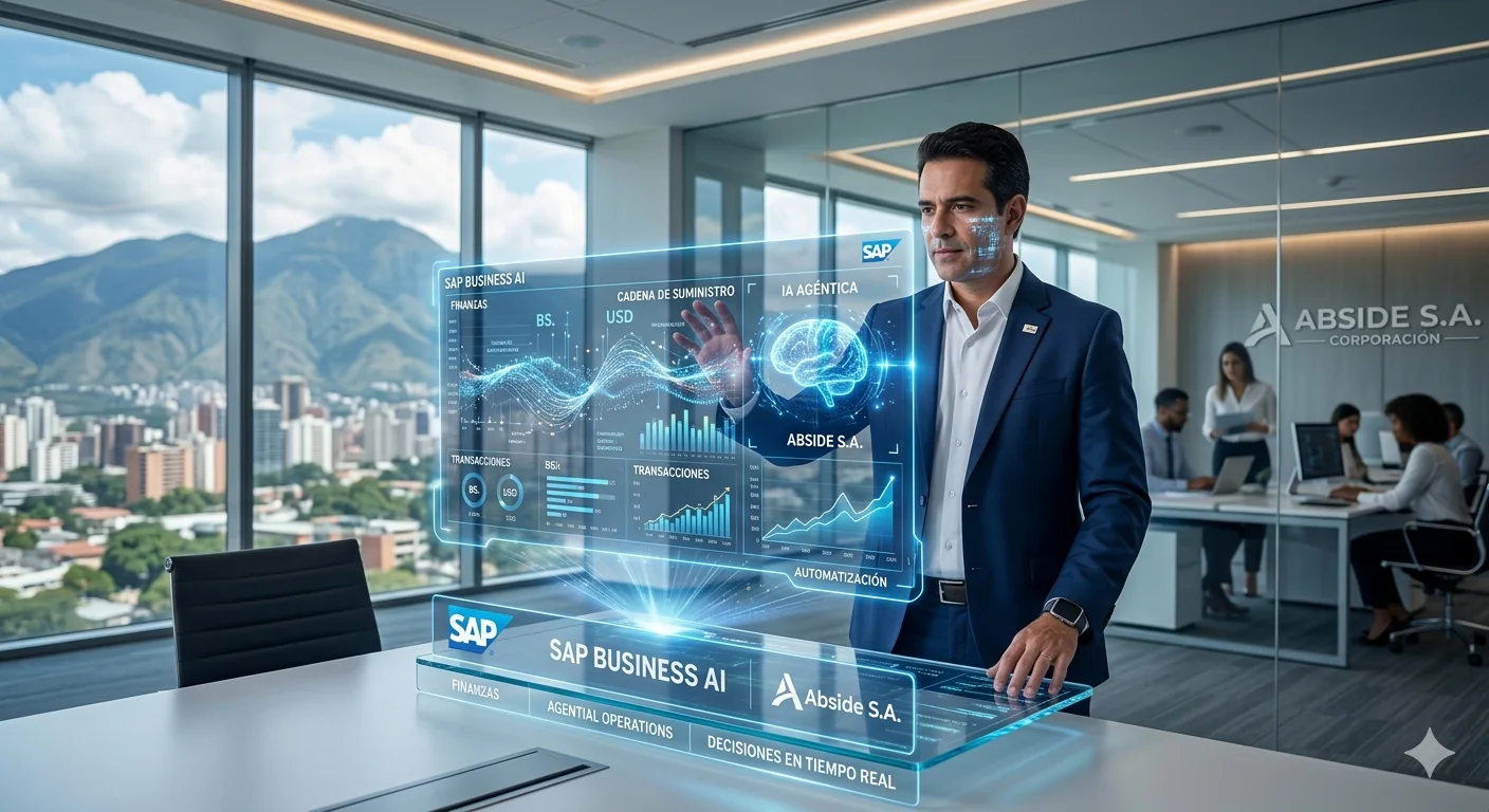 Dashboard de SAP Business AI mostrando analíticas financieras predictivas para CFOs.